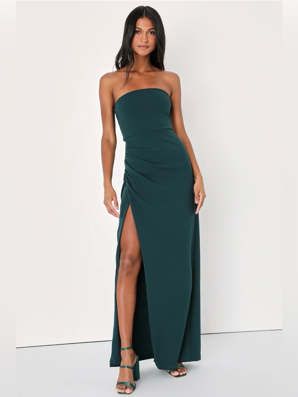 Lulus Foxy Emerald Green Strapless Maxi Dress Size XL NEW W/ Tag